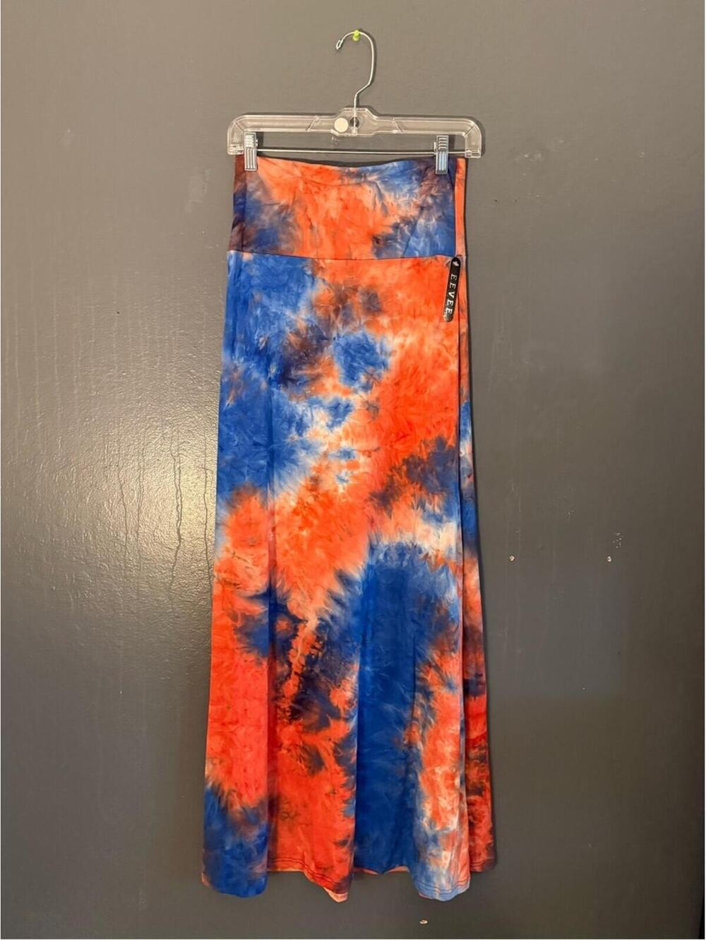 Eevee Women's Orange and Blue Tie Dye Maxi Skirt with Tags